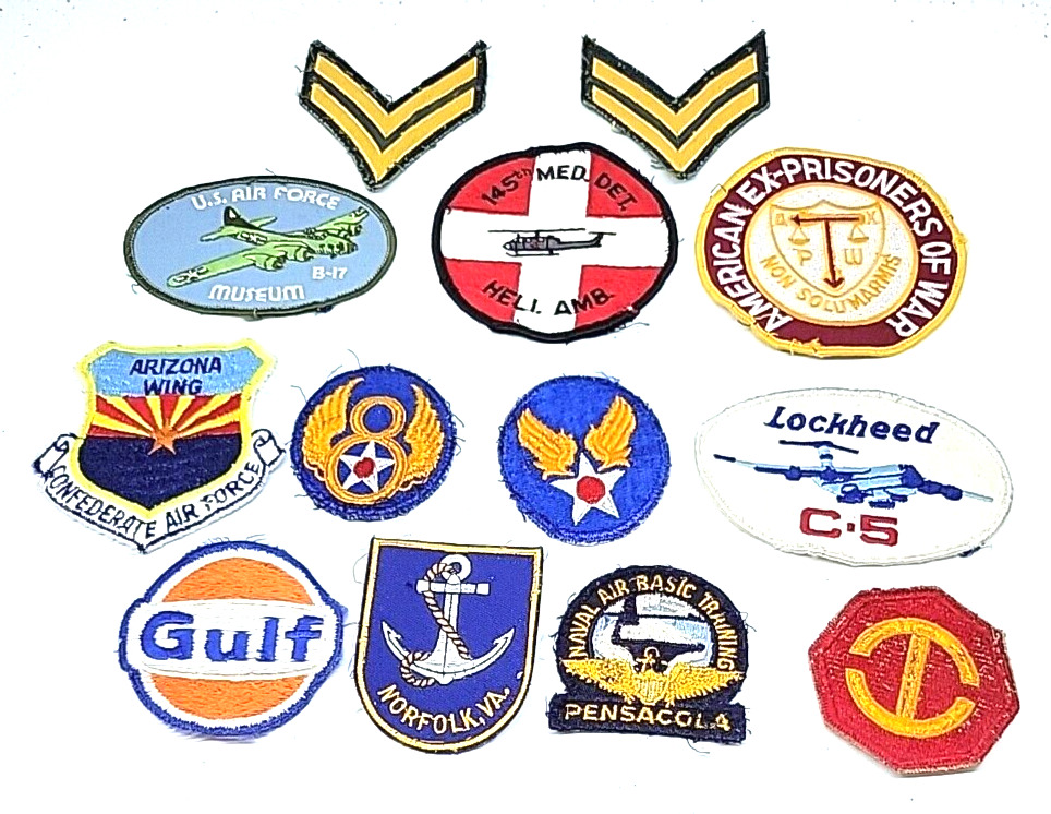 Vintage Lot United States Military and other Patches (Assorted) 13+ Patches