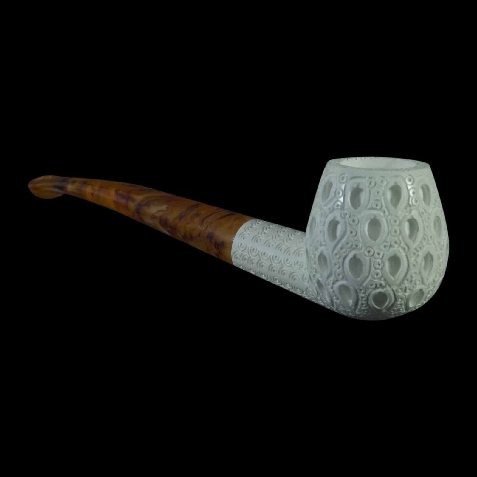Lattice Apple Meerschaum Pipe handmade smoking tobacco w case MD-202