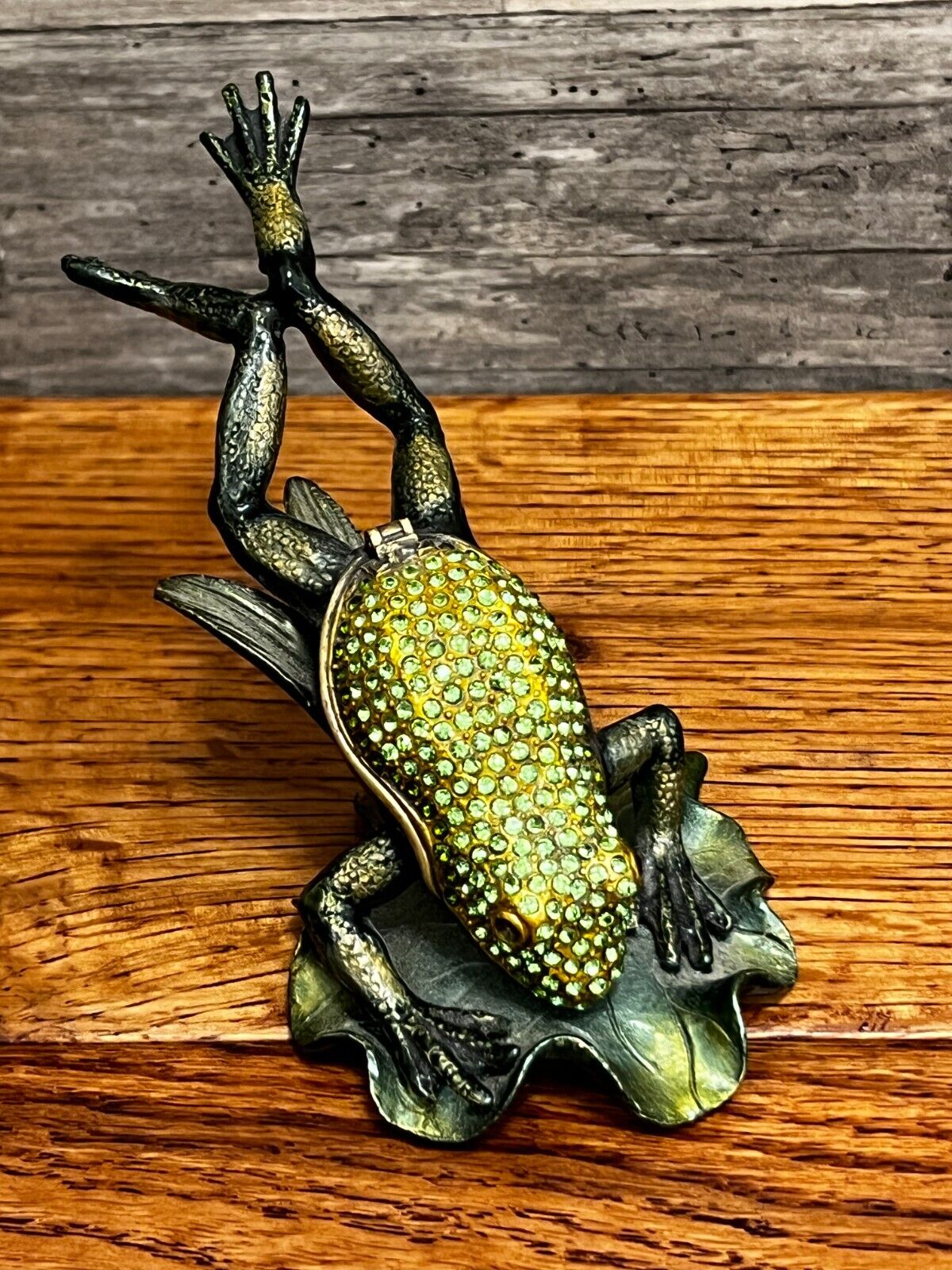 Jere Luxury Gifts Diving Frog Bejeweled Enameled Trinket Box