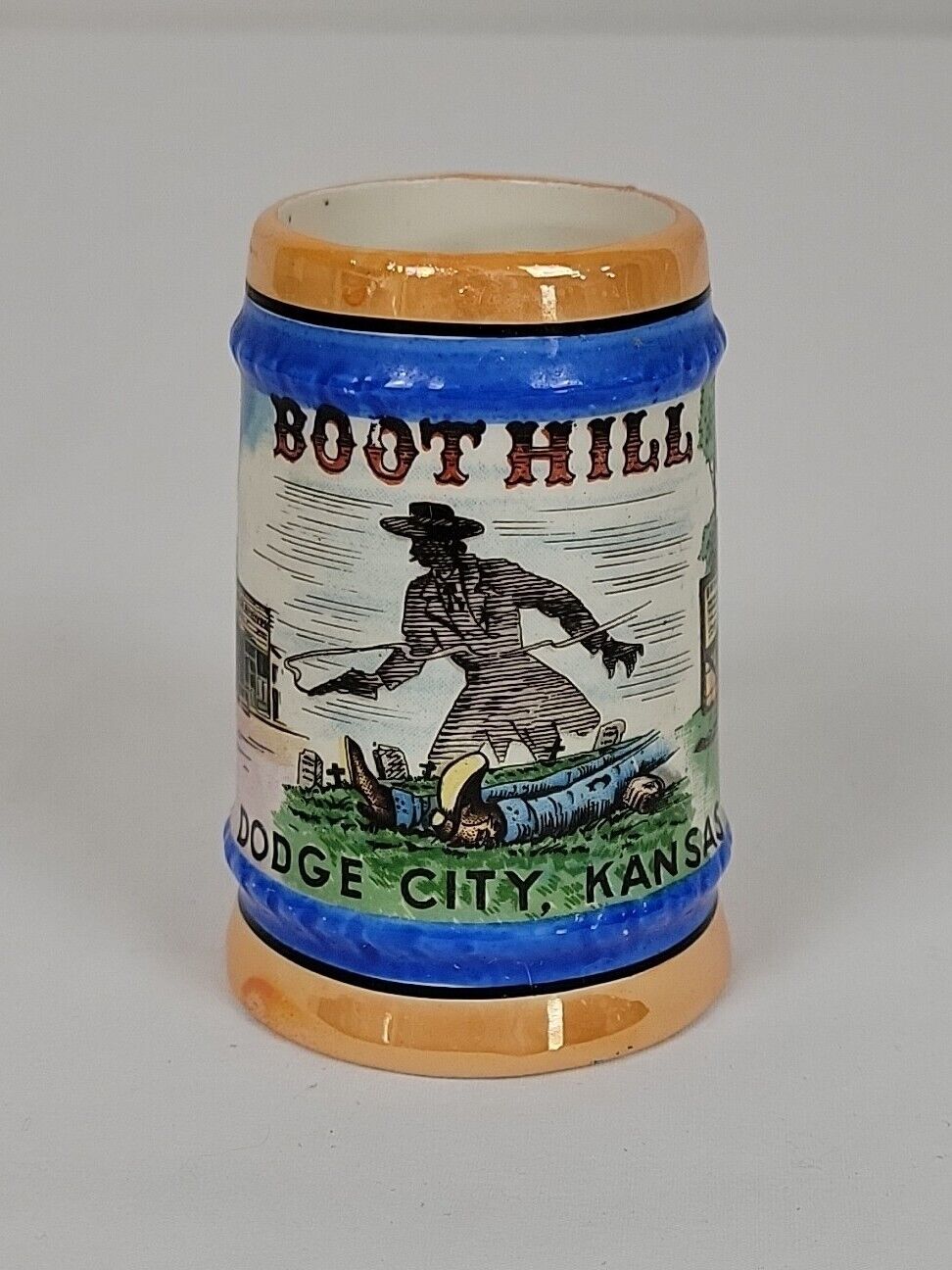 Boot Hill Dodge City KS Souvenir Mini Beer Mug Old West Collectors Vintage 1965
