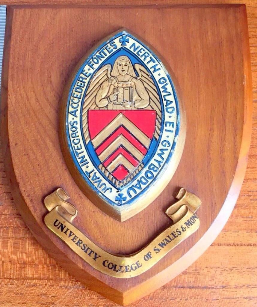Old University College South Wales & Mon School Academic Crest Shield Plaque xv