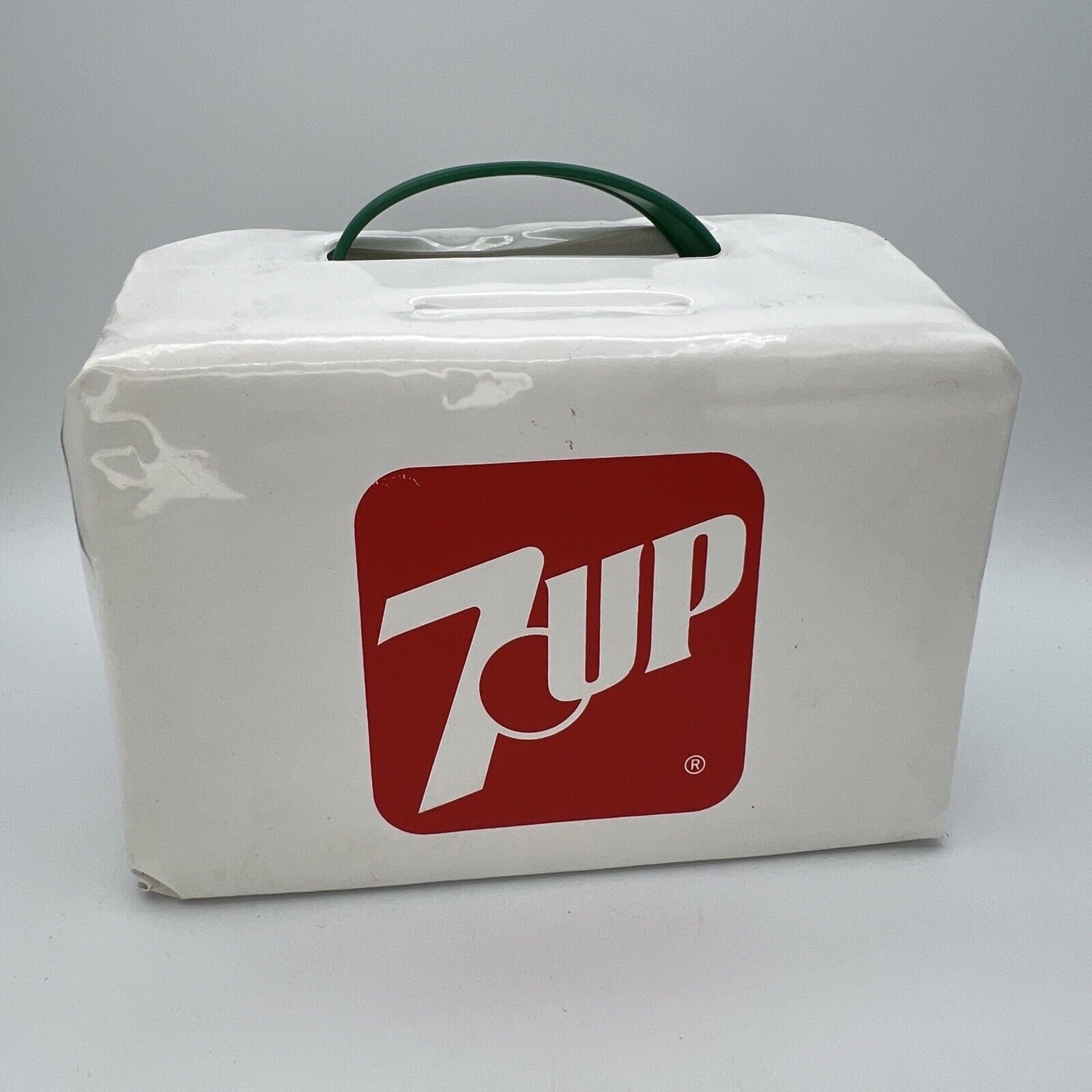 Vtg 7 UP Thermo Keep Soft 6 Pack Cooler White Red 1960\'s 1970\'s Cola Advertising