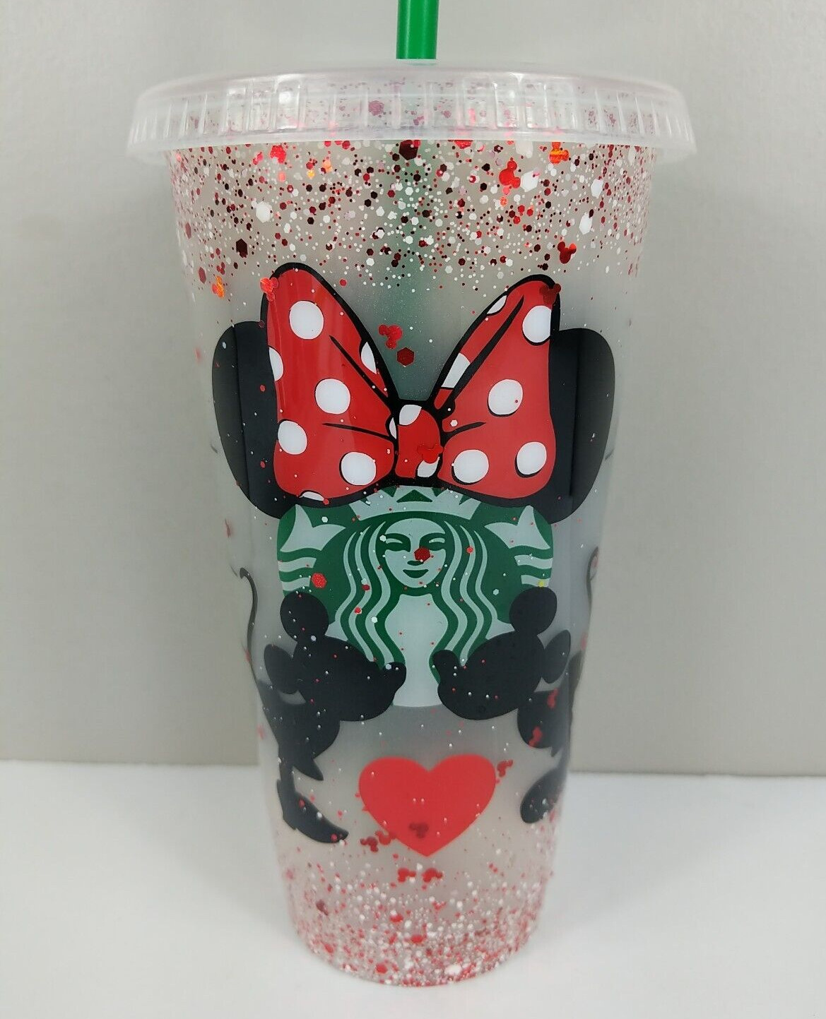 Rare: Mickey & Minnie Mouse Walt Disney World Starbucks Plastic Tumbler W/ Straw