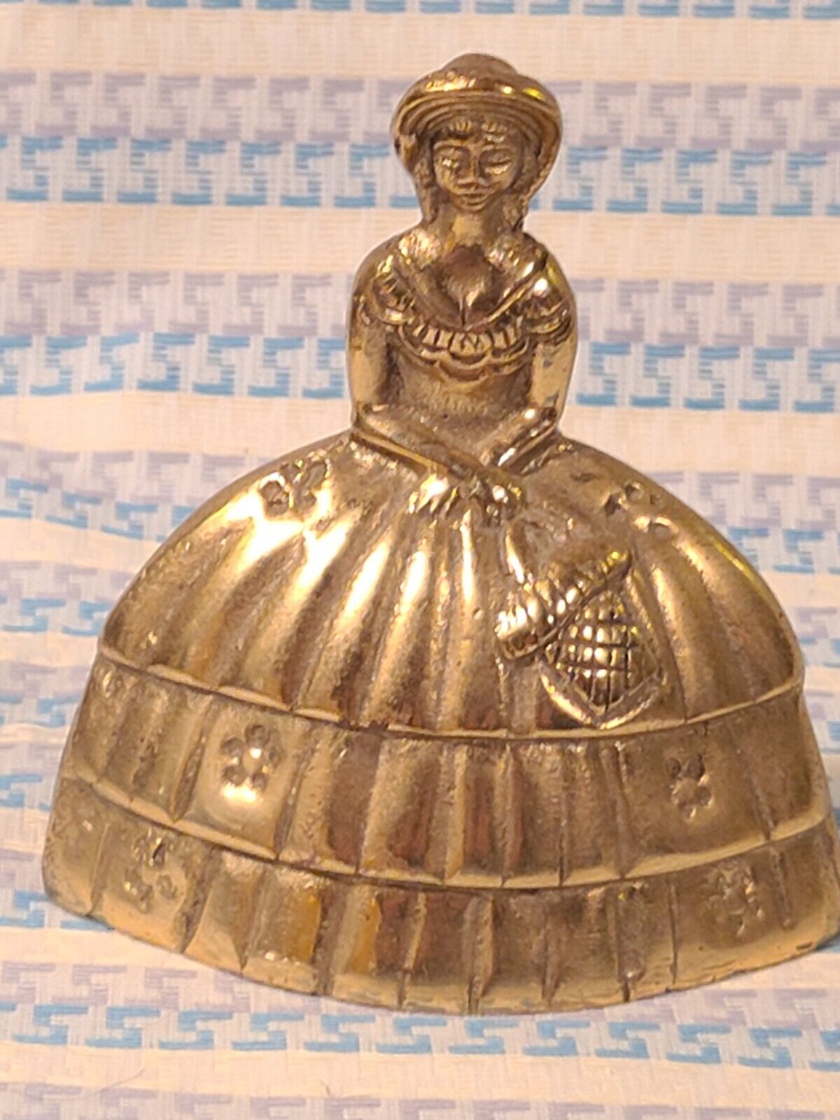 Vintage Brass Bell Southern Belle Lady Flower Basket 3.5\