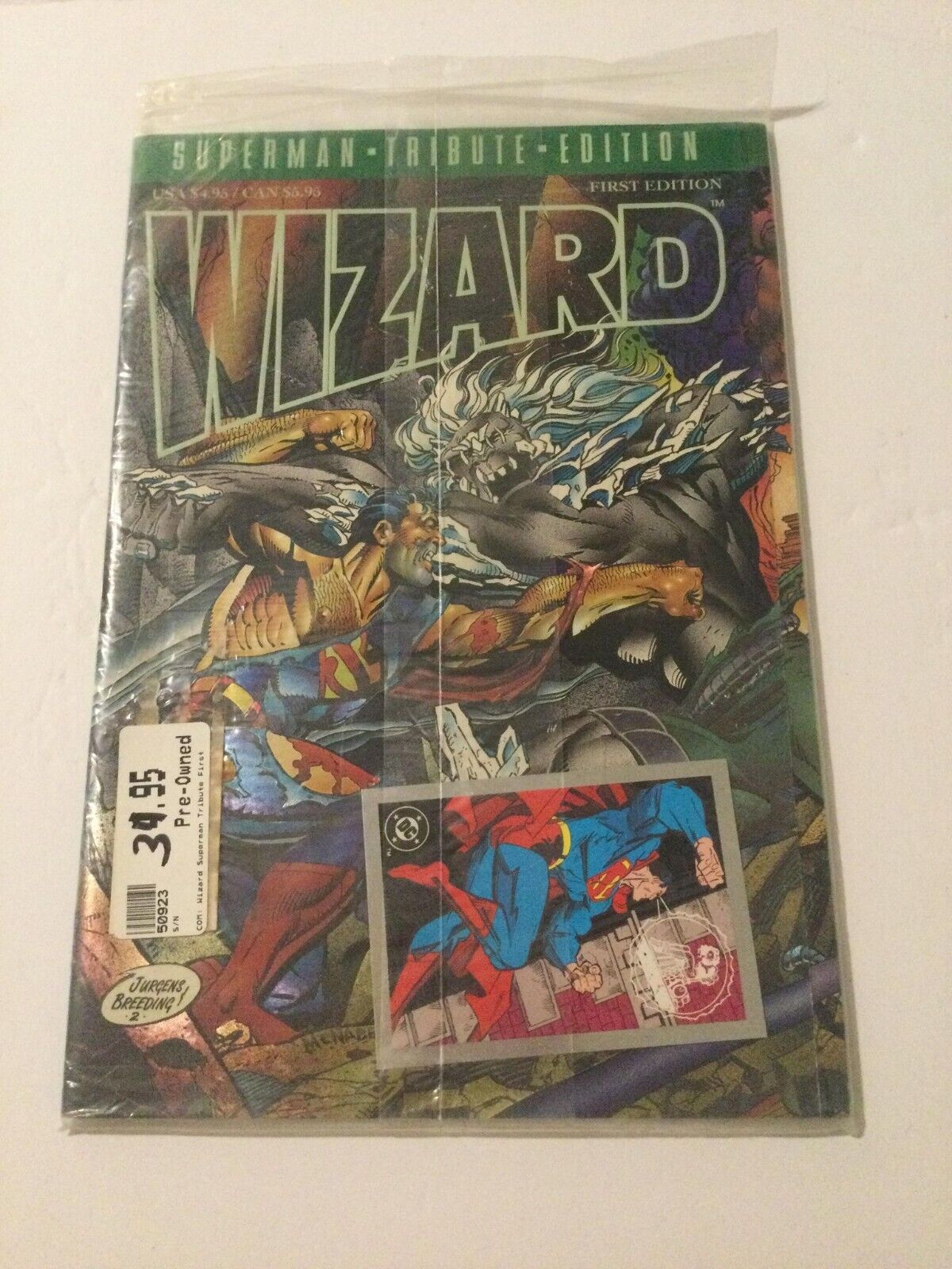 Wizard Superman-Tribute-Edition First Edition Sealed With Trading Card.