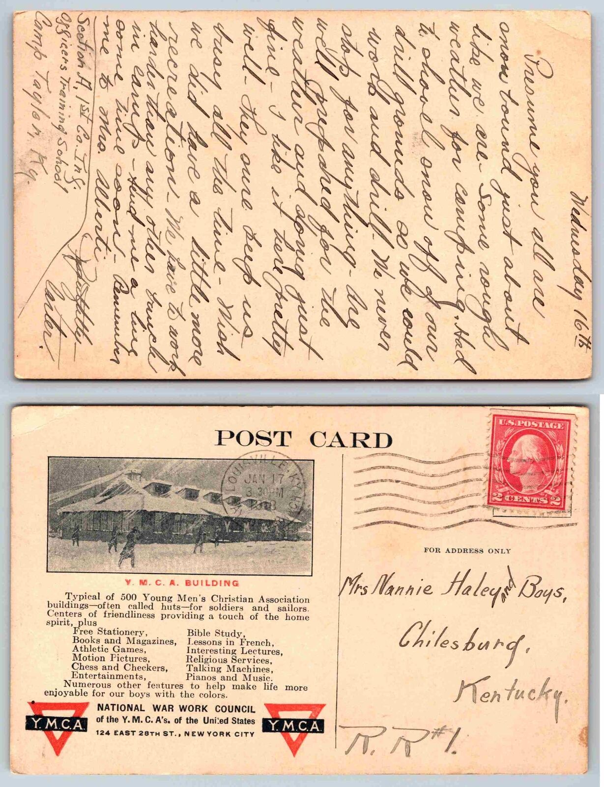 Vintage Postcard - Y.M.C.A. building. National War Work Council - Marketing