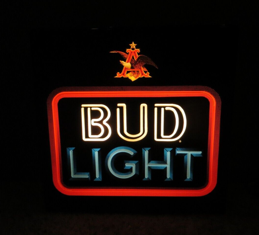 VINTAGE BUD LIGHT BEER OPTI NEON SIGN-FAUX-LIGHTED-BAR-BUDWEISER LGHT-NEO-LAGER