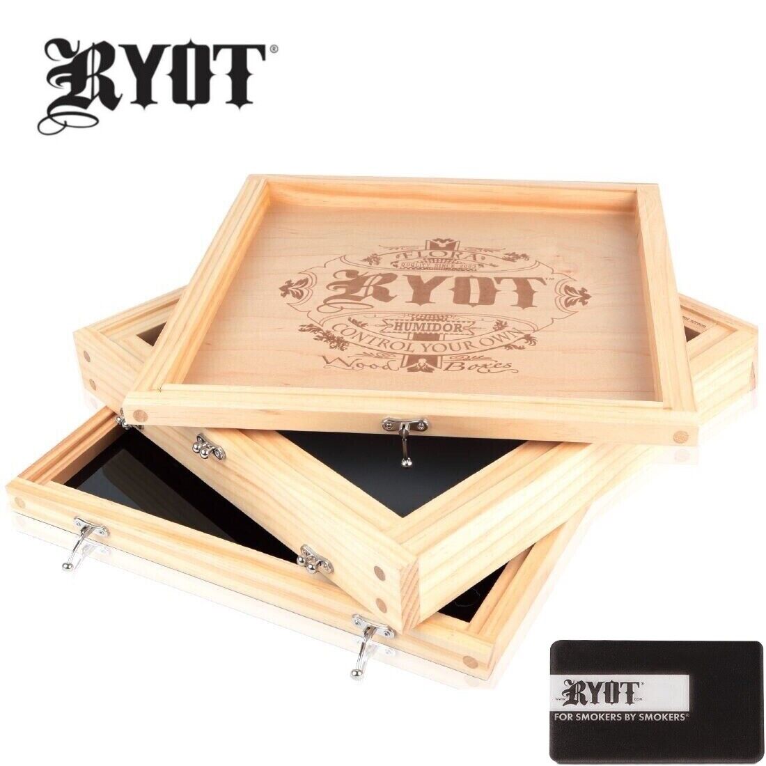 RYOT Screen Box (15x15) Large Smoke Smoking Case Storage Wood Lock Kannastor
