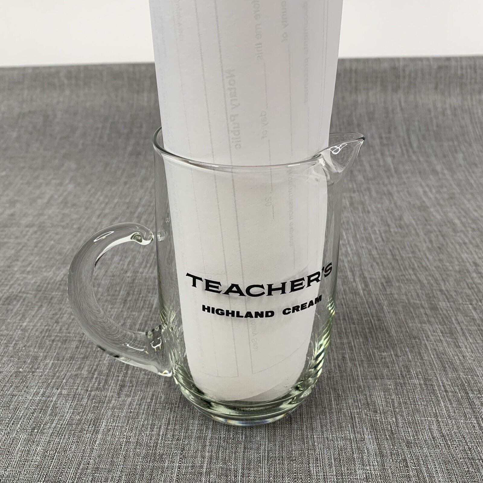 VTG Teacher\'s Highland Cream Glass Pitcher Pub Jug Advertising Barware