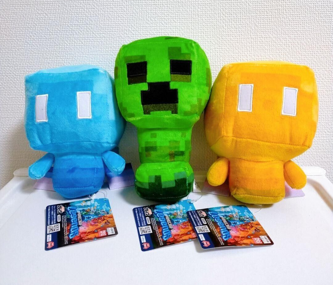 Minecraft Legends Plush Toy  Creeper Gather Alley Build Alley Set of 3 NEW