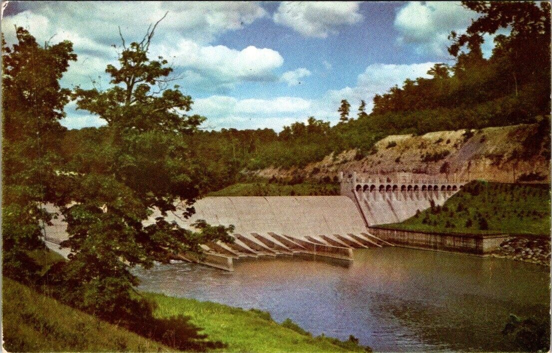 Postcard Vintage Dover Dam Muskingum Ohio Engineering Tuscarawas River  (a5)