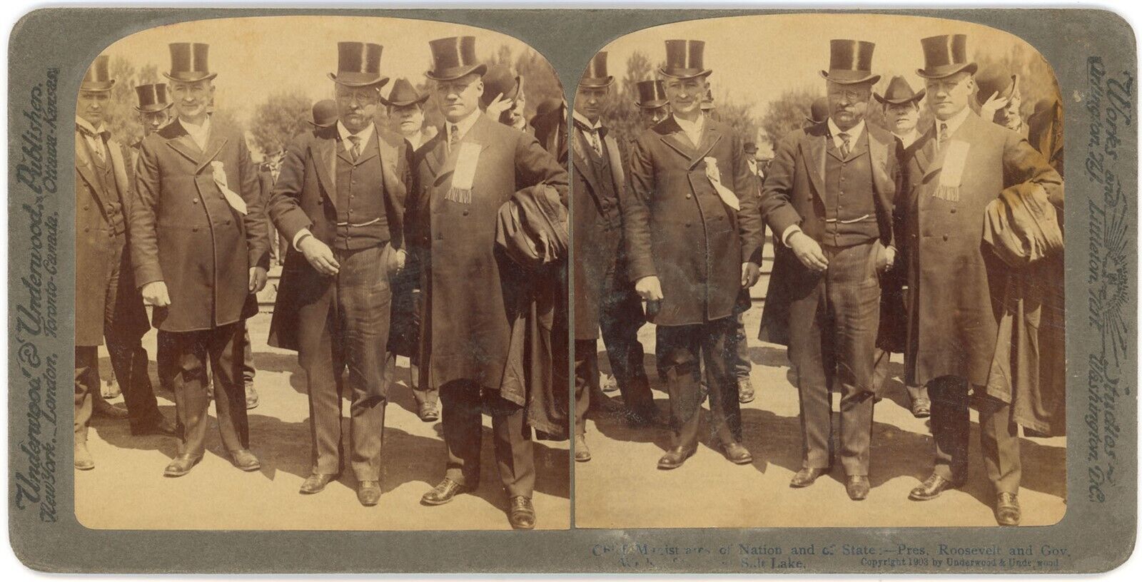 UTAH SV - Teddy Roosevelt & Governor Wells of Utah - Underwood c1903