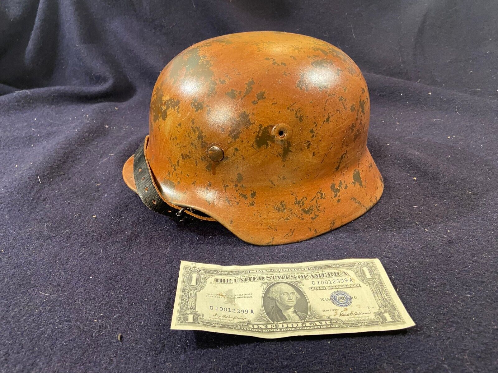 WWII WW2 German M40 Original Helmet sz 66 w Normandy repainted camo Camouflage