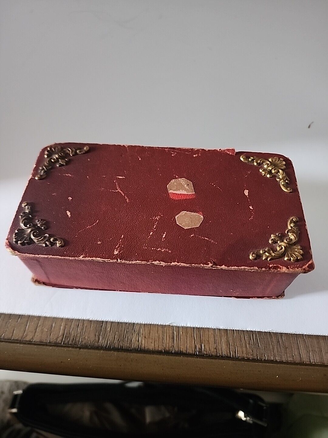 APOLLO CHOCOLATES RED CANDY BOX W/FANCY BRASS PIECES, CIRCA 1890\'s-1910