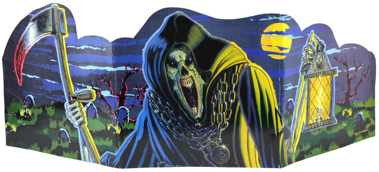 Vintage Amscan Ron Lewis Halloween Graveyard Scene Reaper Lantern Diecut Artwork