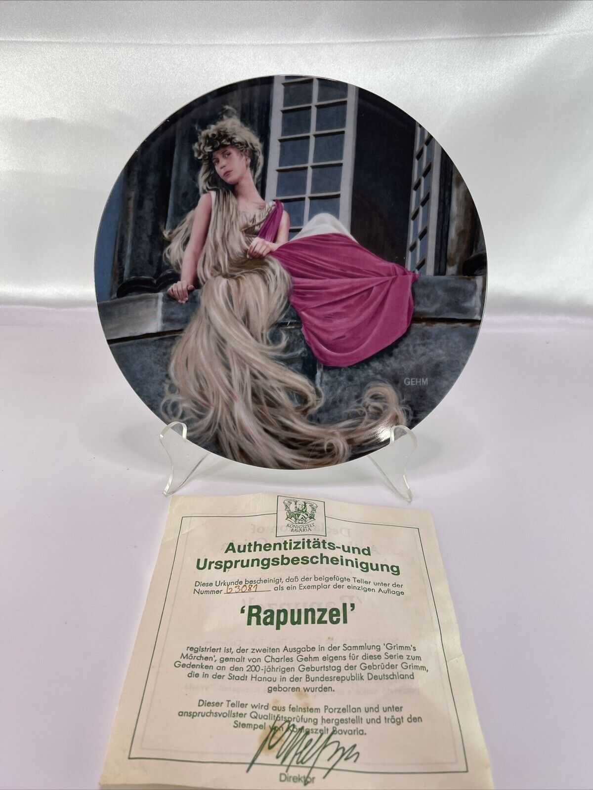 Vtg 1982 Tom Rapunzel Collector Plate by Charles Gehm Grimm\'s Fairy Tale COA