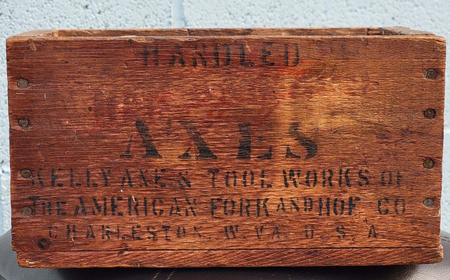 Kelly Axe Wooden Crate Red Warrior American Fork & Hoe Co. Charleston WVa WV