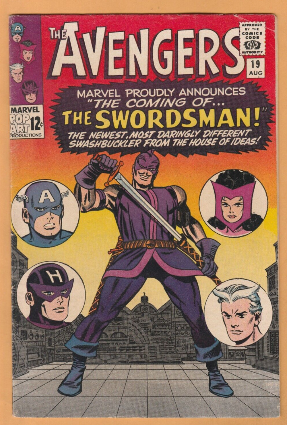 Avengers #19 - 1st app. Swordsman - Origin of Hawkeye - OW-W - FN (6.0)