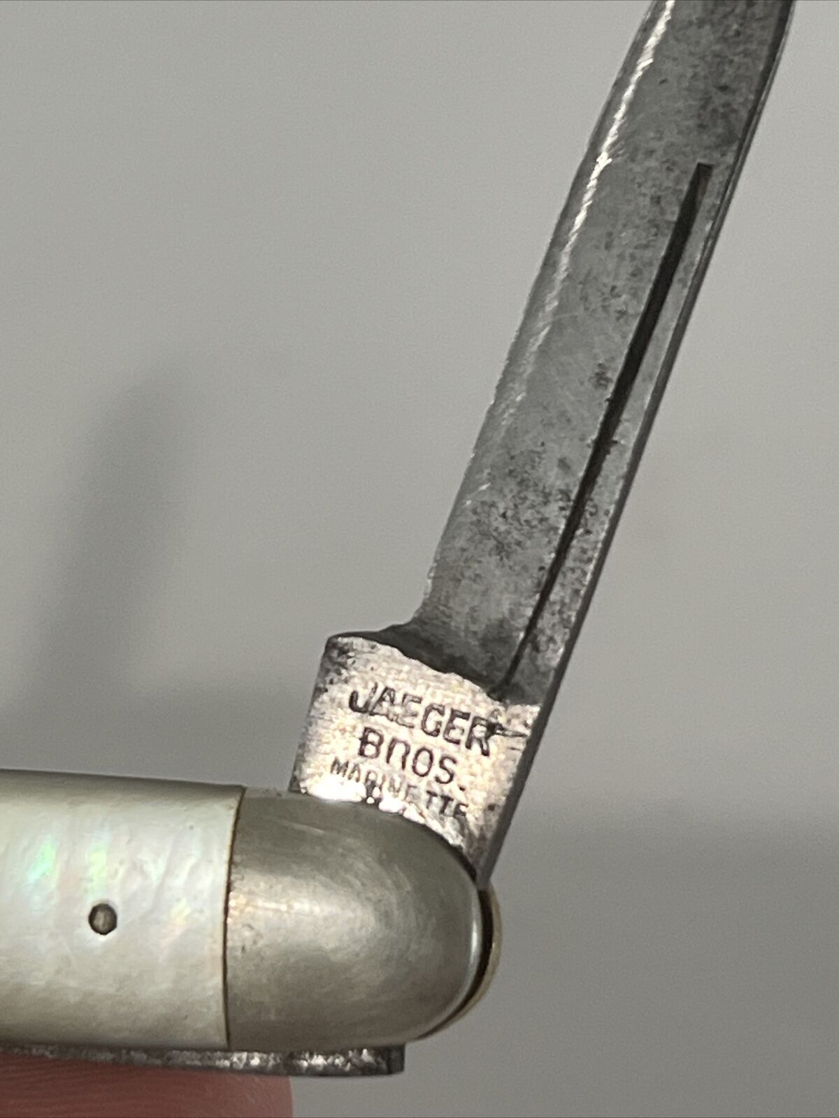Vintage JAEGER BROS MARINETTE WIS. Small Pocket Knife 1912-1944  Pearl