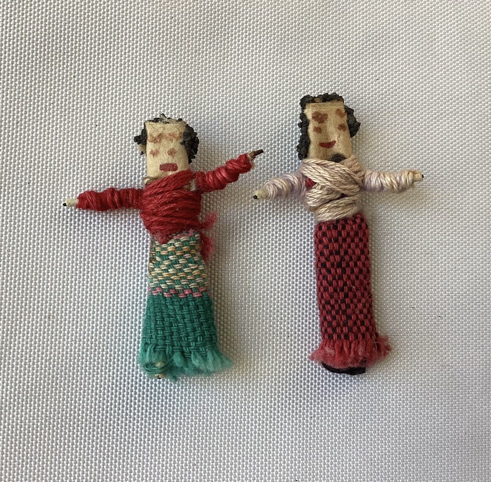 Lot Of 2 Vintage Miniature South American Folk Art Dolls, 1.5\