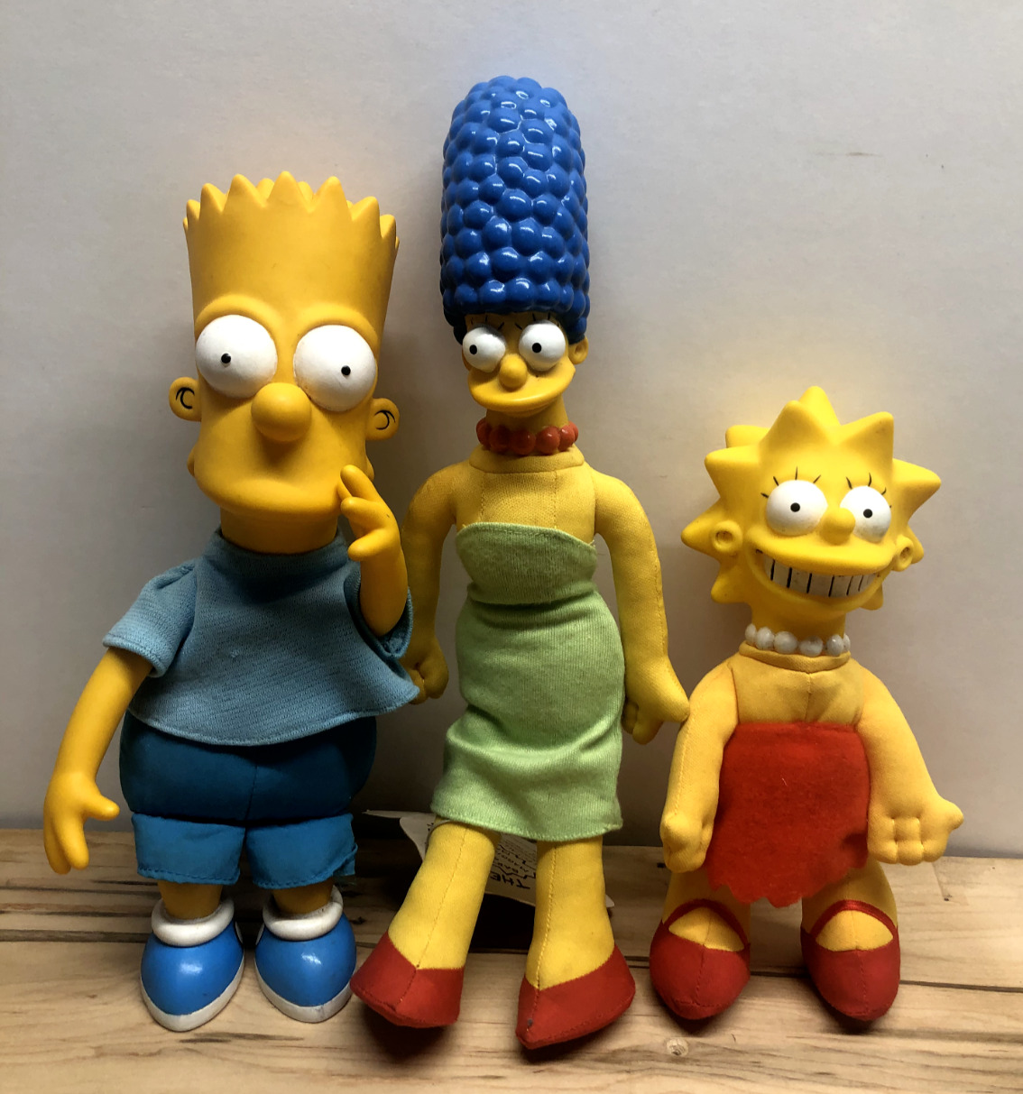 Vintage 1990 The Simpsons Plush Dolls, Bart Simpson, Lisa Simpson, Marge Simpson