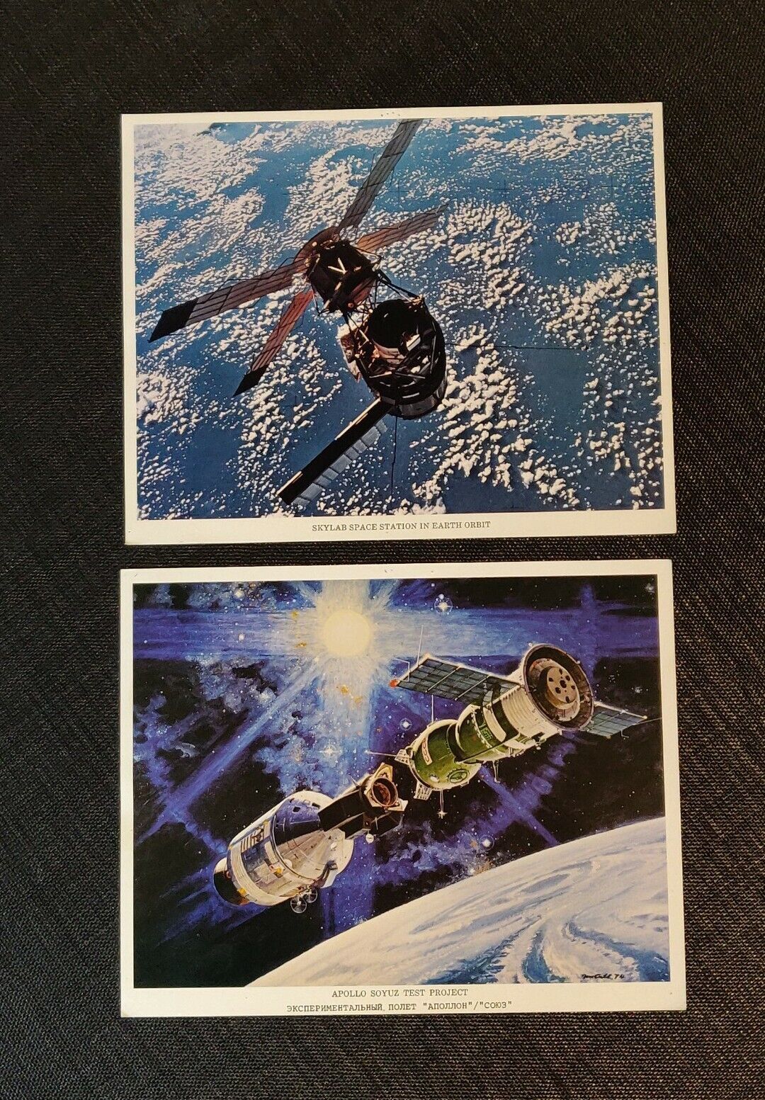 2 NASA Space Photos 1973 Skylab, 1974 Soyuz