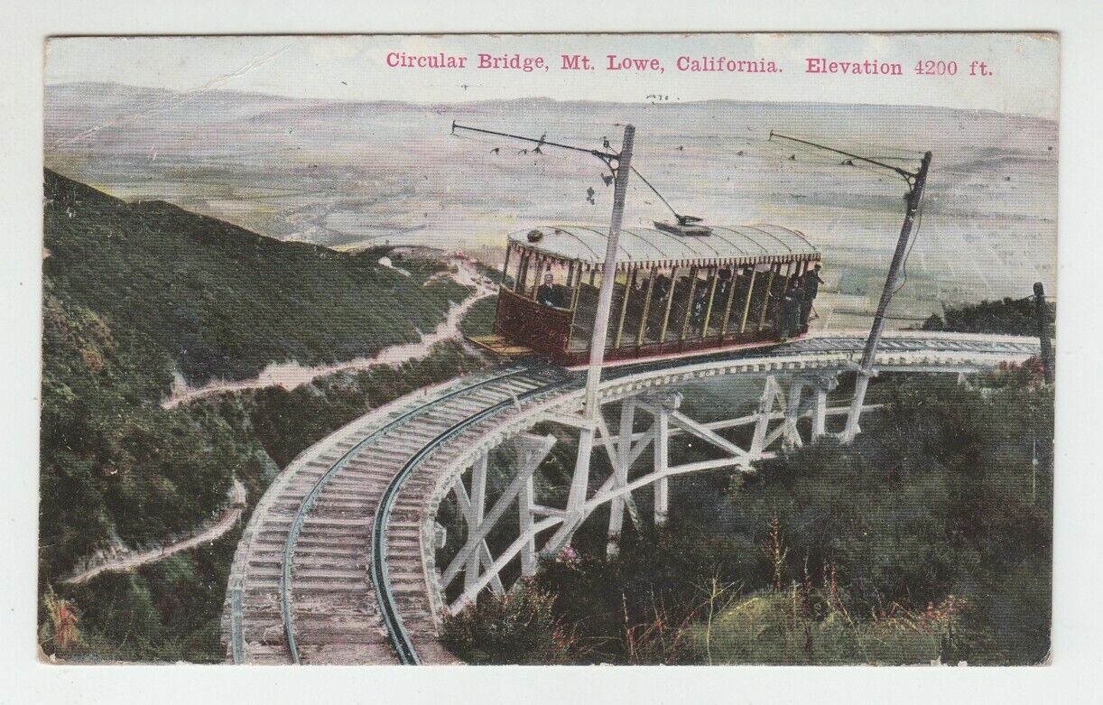 [77238] 1912 POSTCARD showing CIRCULAR TROLLEY BRIDGE, MT. LOWE, CALIFORNIA