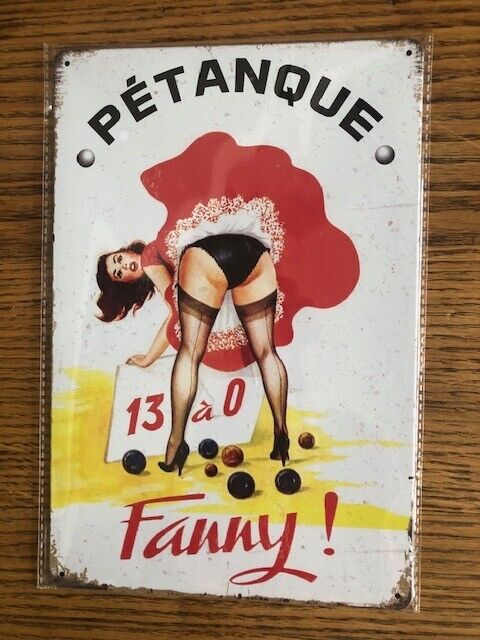 FANNY 13-0 - 20X 30CM PETANQUE DECORATIVE METAL PLATE - NEW IN BLISTER