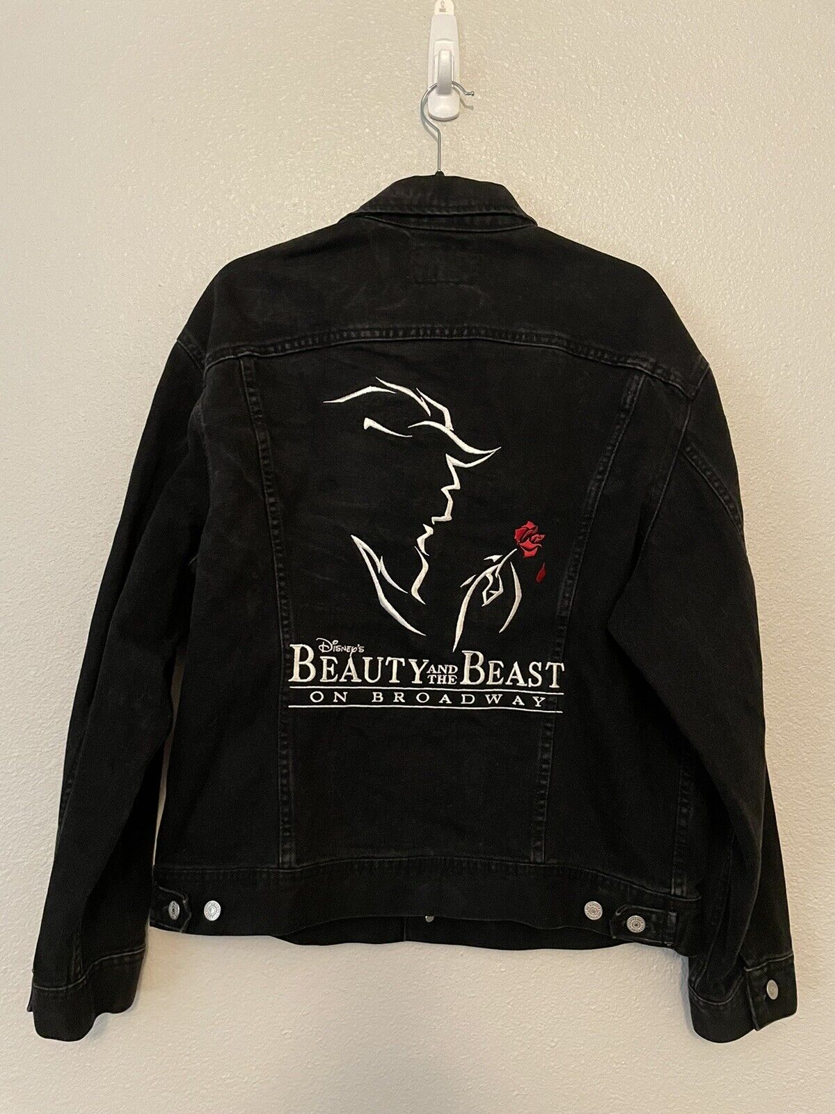 Disney's Beauty and the Beast Broadway Denim Jacket Black · Size Large USA Made
