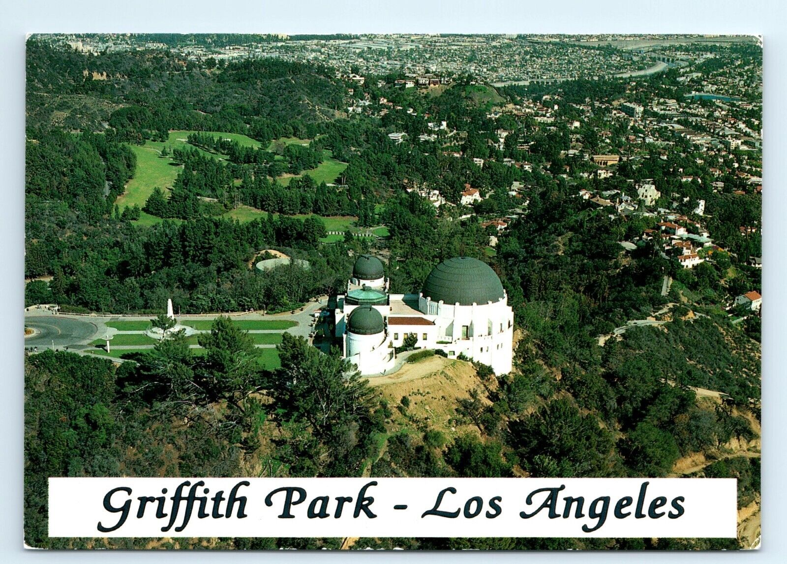 Griffith Park Los Angeles CA Aerial View Postcard