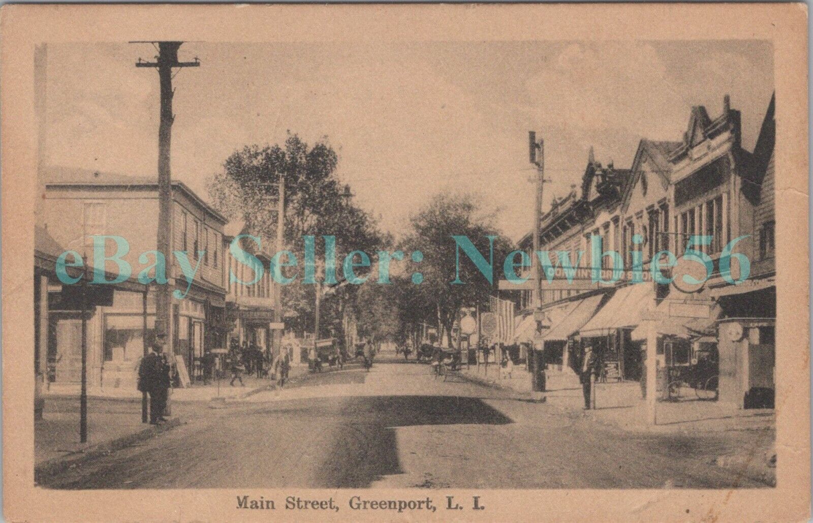 Greenport LI NY - MAIN STREET STORE FRONTS - Postcard
