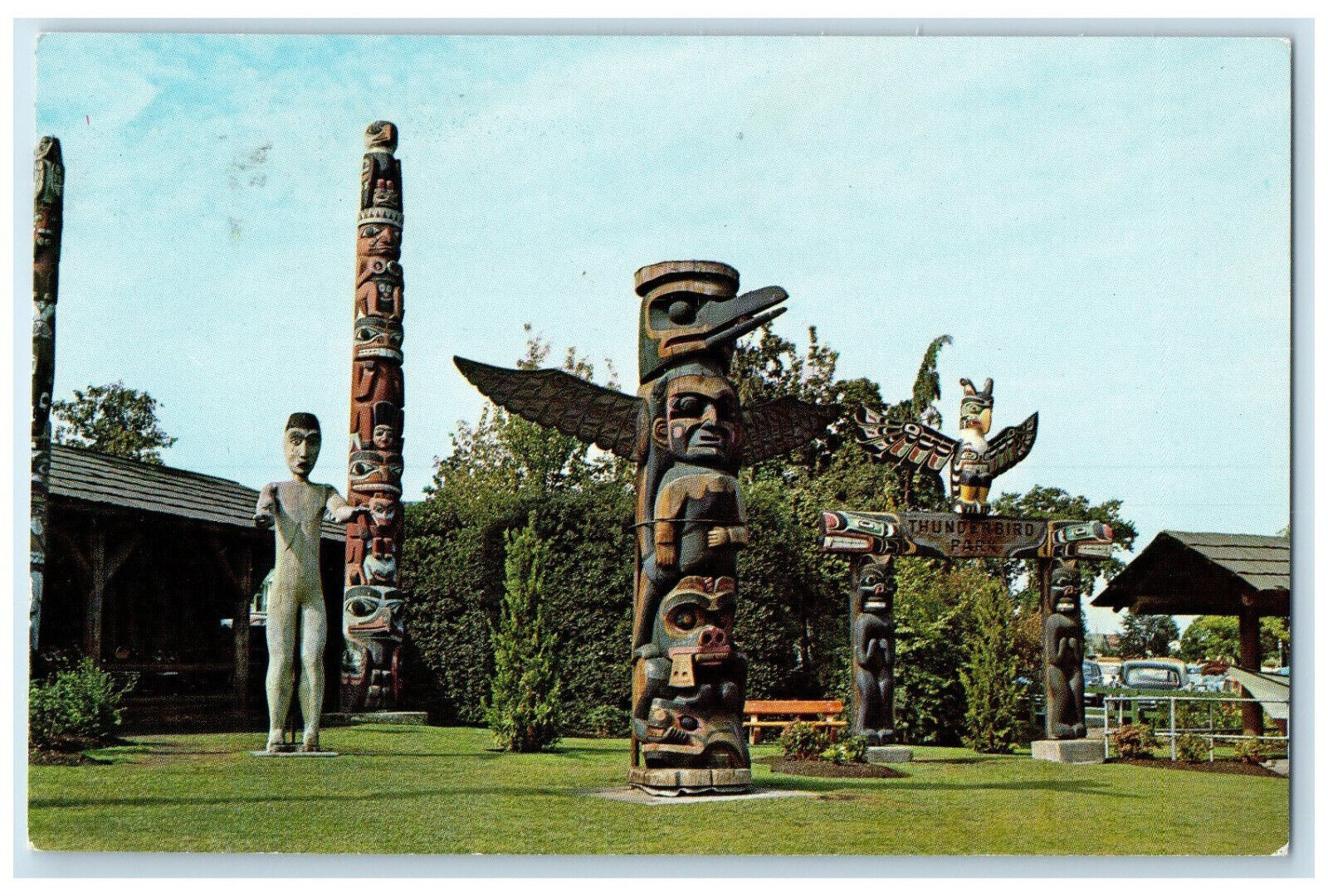 1967 Indian Totem Poles Thunderbird Park Victoria BC Canada Posted Postcard