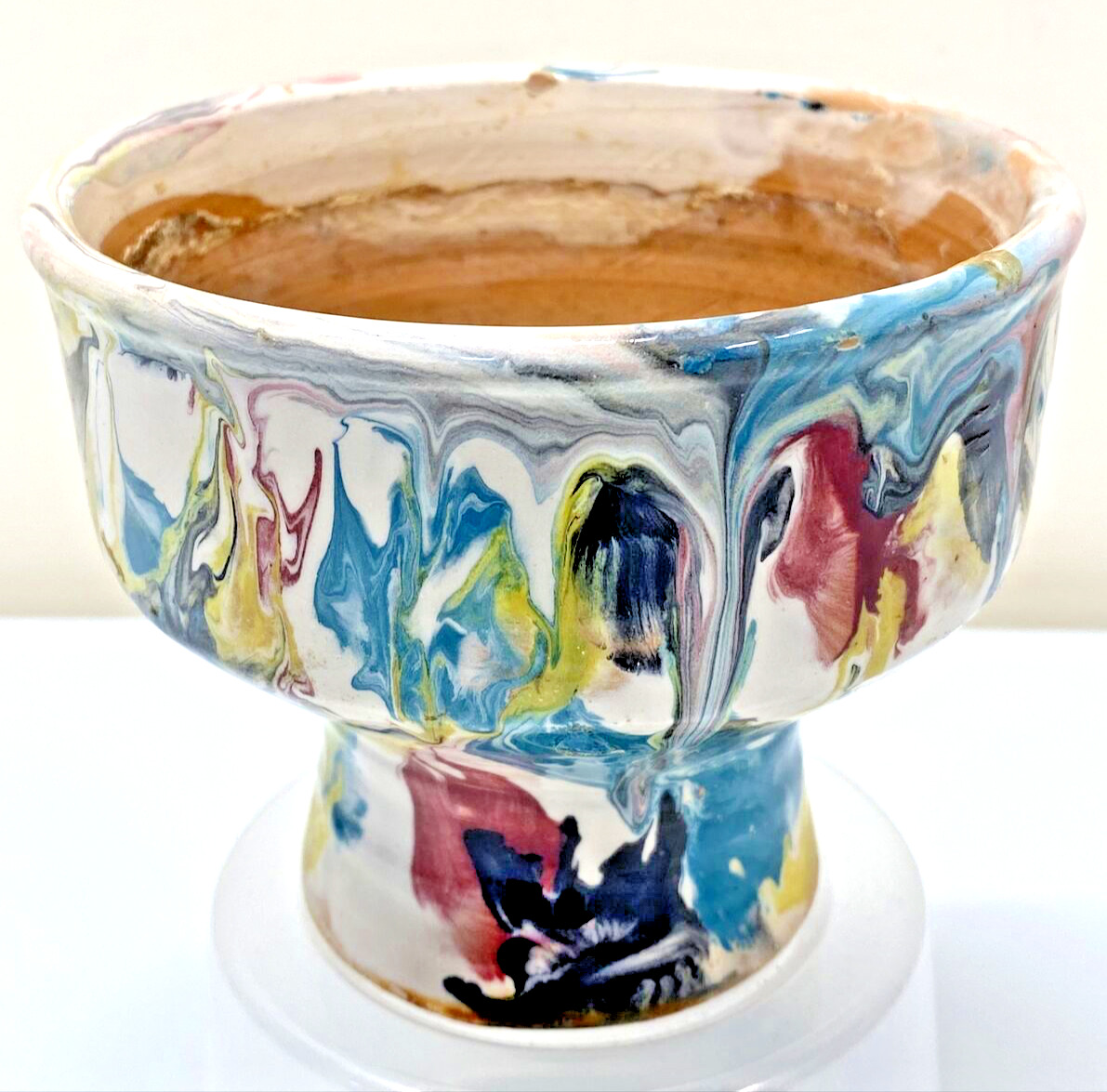 VTG MELROSE Multi-Color Drip Glaze Flowerpot Italy 3.75\