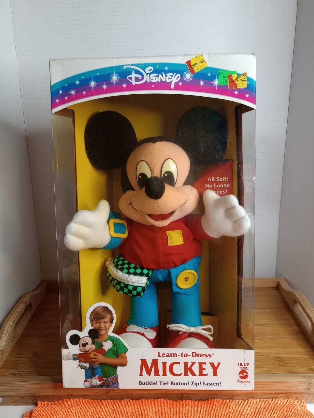 Mickey Mouse- 1993 Learn to Dress Doll Walt Disney Stuffed Plush Mattel Toy. NOS