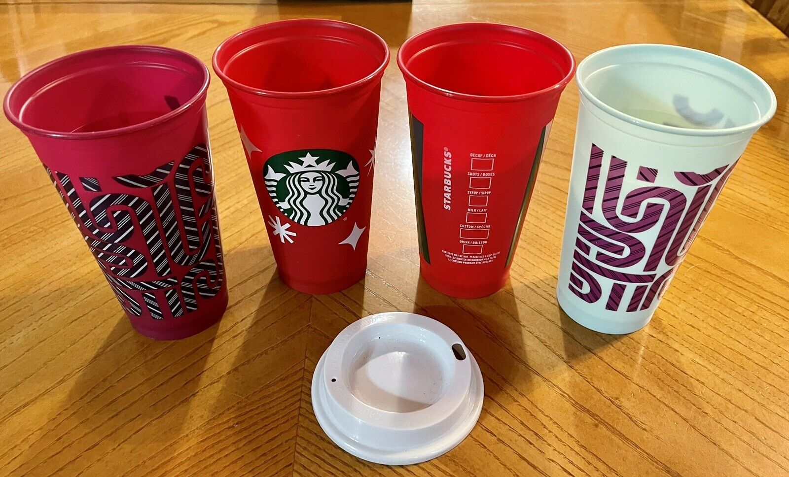 Starbucks Reusable Hot Cups 4 Pack 2020 Holiday Color Changing Candy Cane