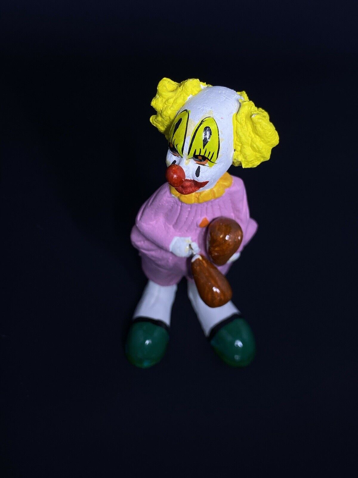 Vintage Colorful Paper Mache Circus Clown Mexico  Hand Painted Folk Art Figurine