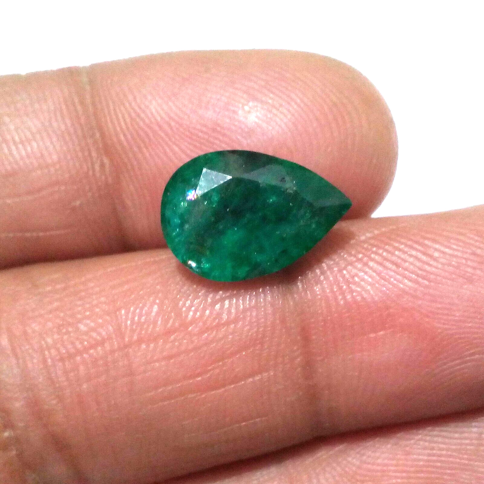Fabulous Zambian Emerald Pear Shape 6.40 Crt Unique Green Faceted Loose Gemstone