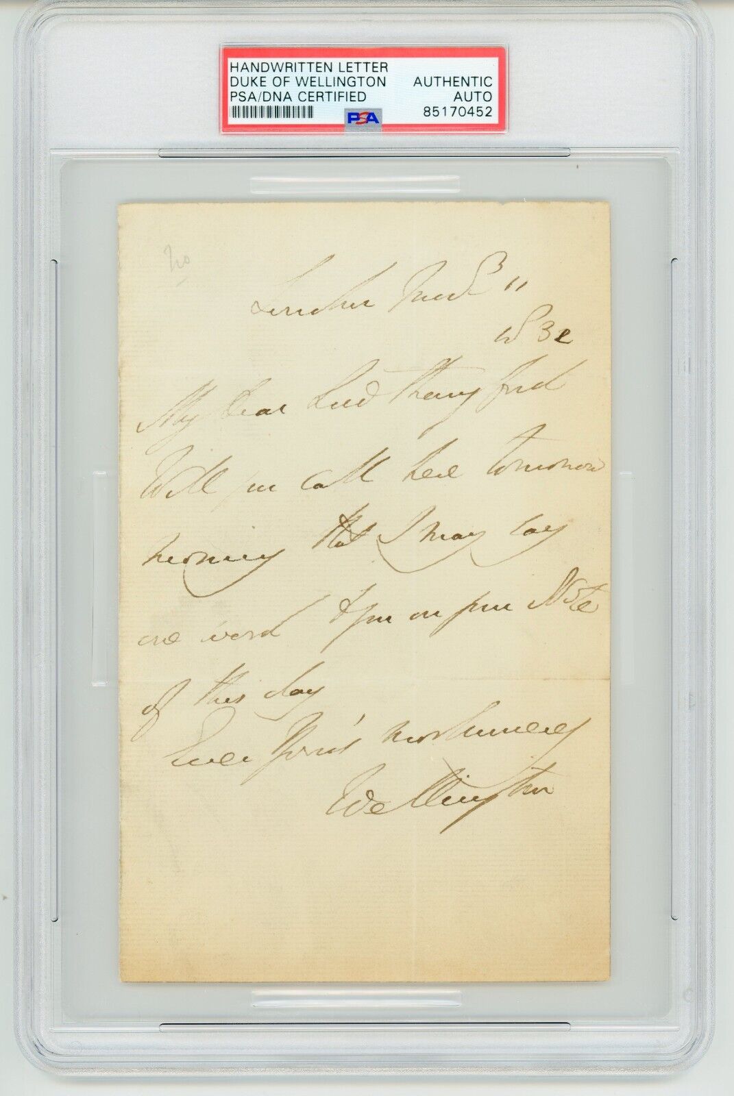 Duke of Wellington (Arthur Wellesley) ~ Signed & Handwritten Letter ~ PSA DNA