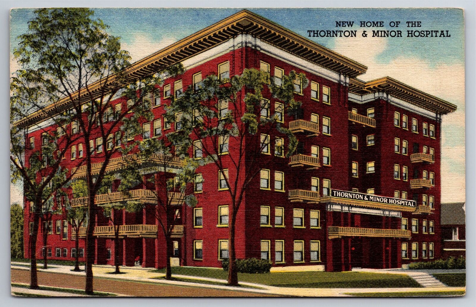 Postcard Kansas City MO Thornton & Minor New Hospital Home Curt Teich