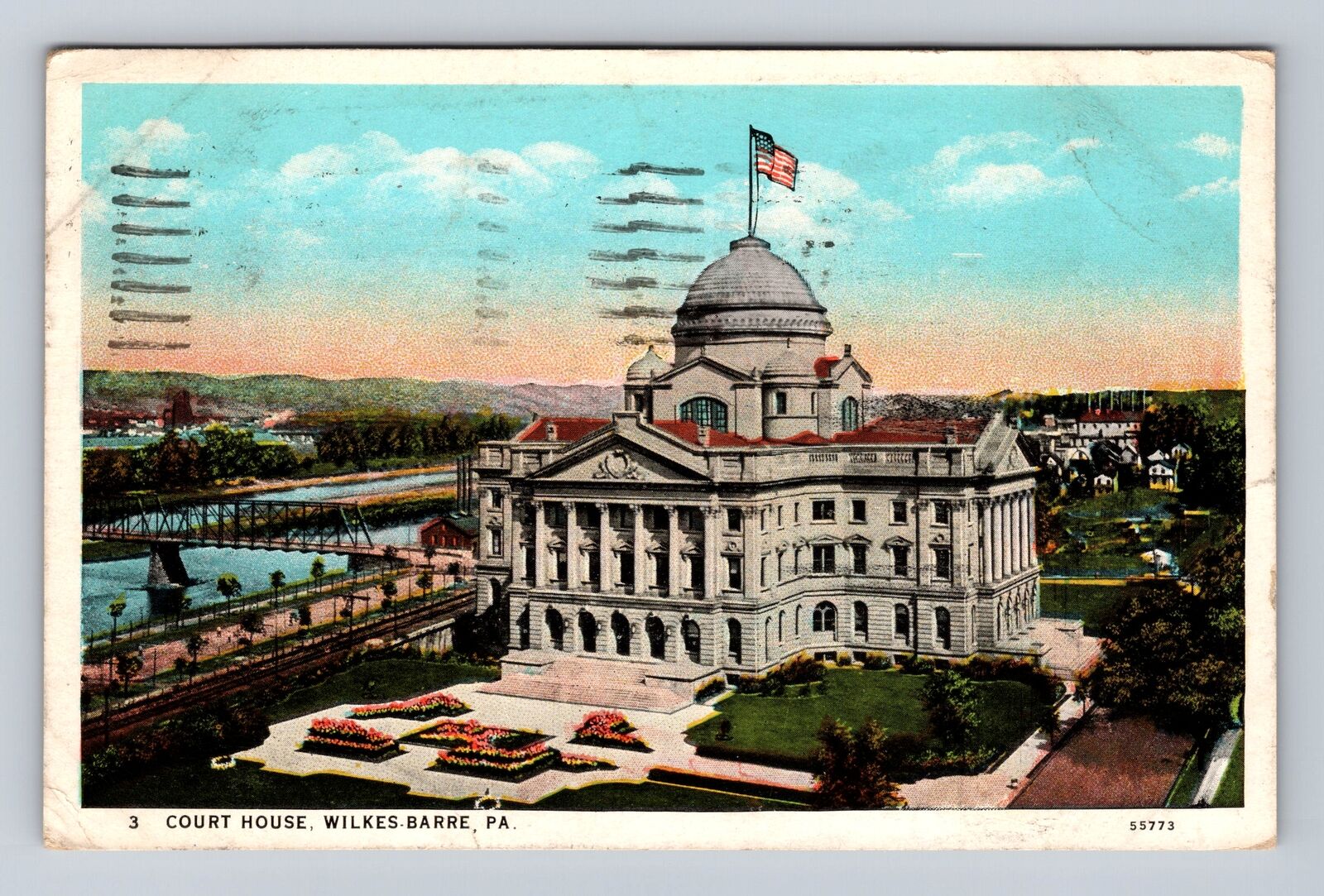Wilkes Barre PA- Pennsylvania, Court House, Antique, Vintage c1929 Postcard