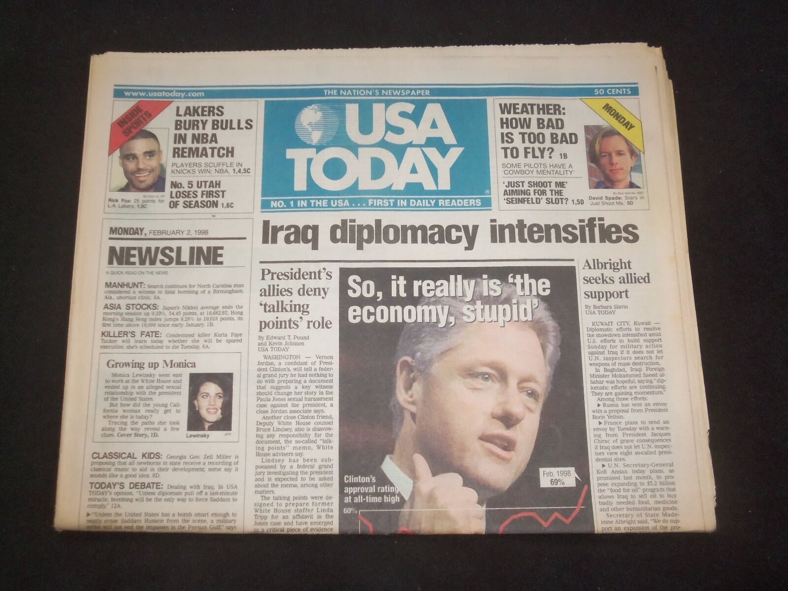 1998 FEBRUARY 2 USA TODAY NEWSPAPER - IRAQ DIPLOMACY INTENSIFIES - NP 7904