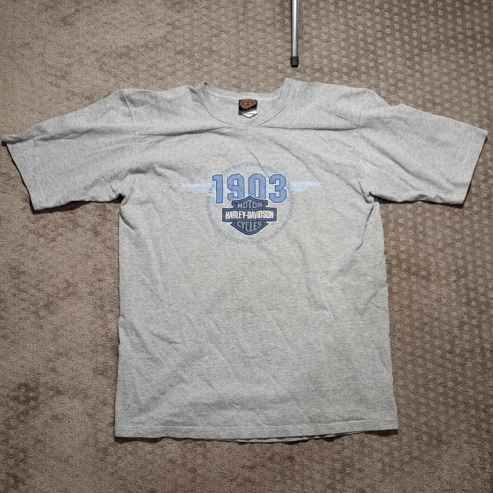 Vintage Harley-Davidson V-Neck T Shirt Mens Size Large Gray Conesville, IA 2000 