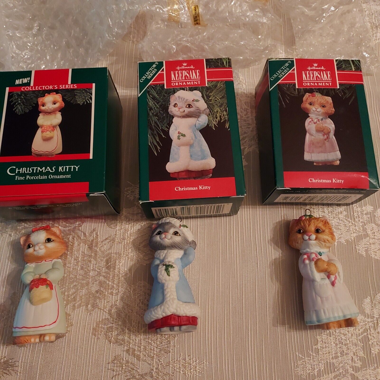 Hallmark Keepsake Christmas Kitty Cats Complete Ornament Series #1, 2, and 3