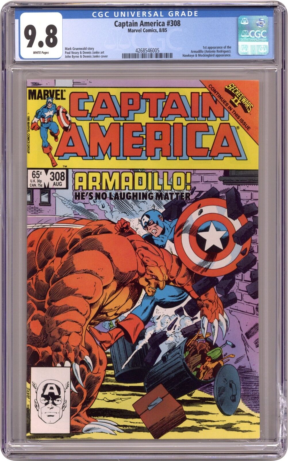 Captain America #308 CGC 9.8 1985 4268546005