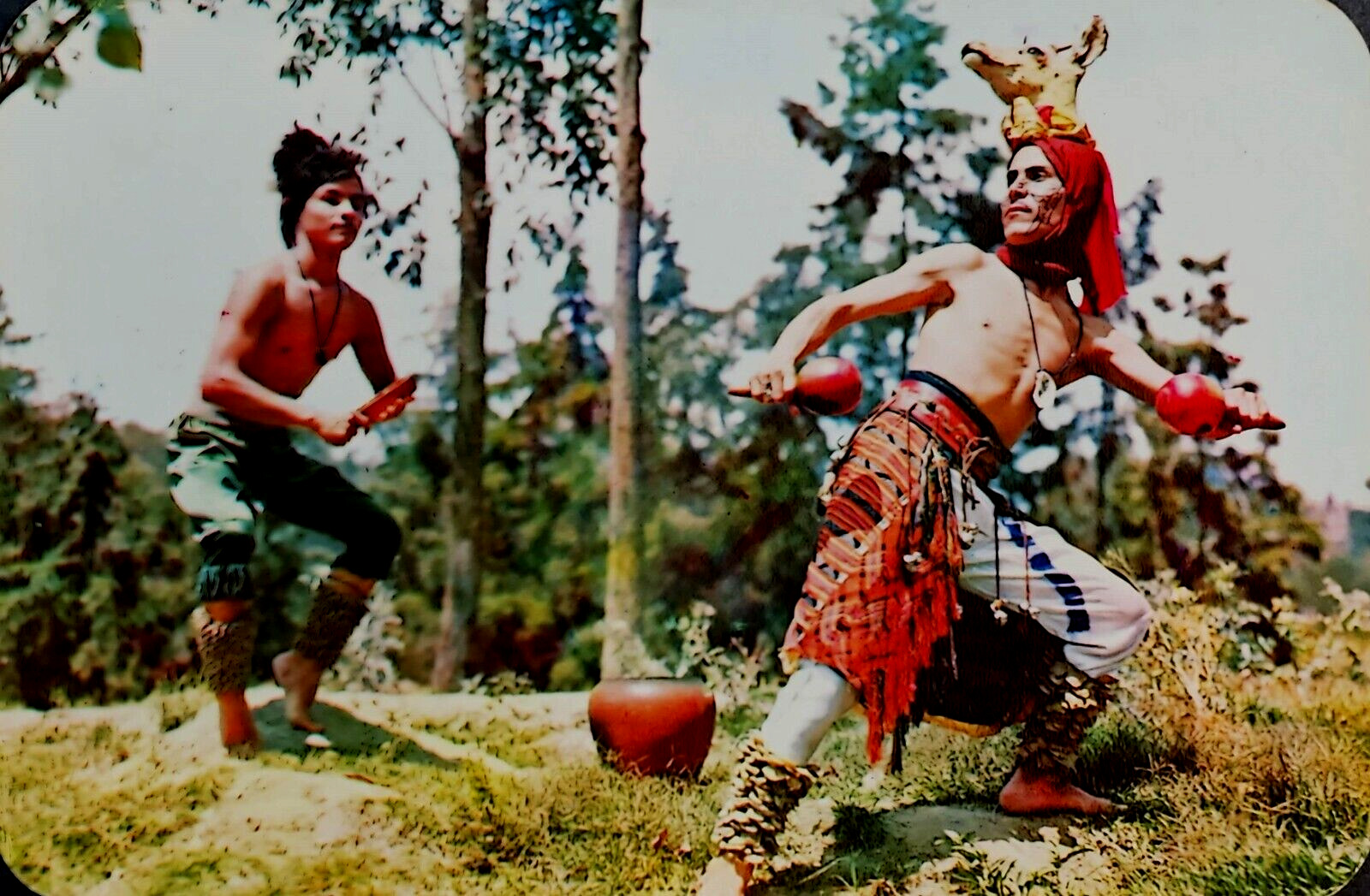 2 Mexico: Little Deer Dance, Xochiquetzal Aztec Dancers, Native Costumes. 1950s.