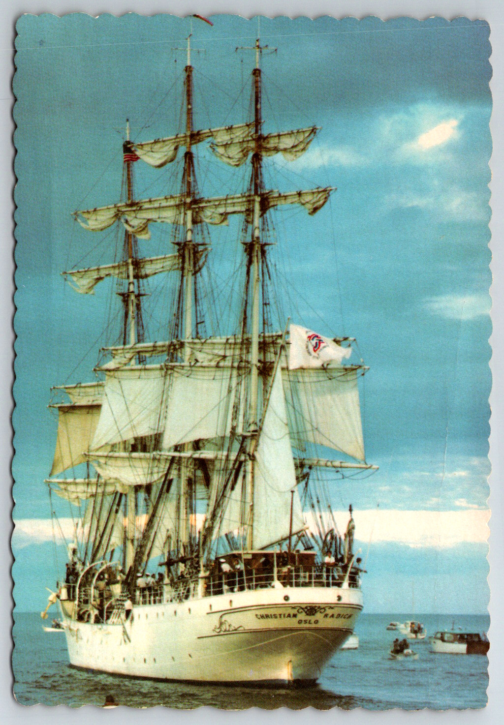 c1980s Christian Radich Sail Boat Vessel Ship Norway Vintage Postcard