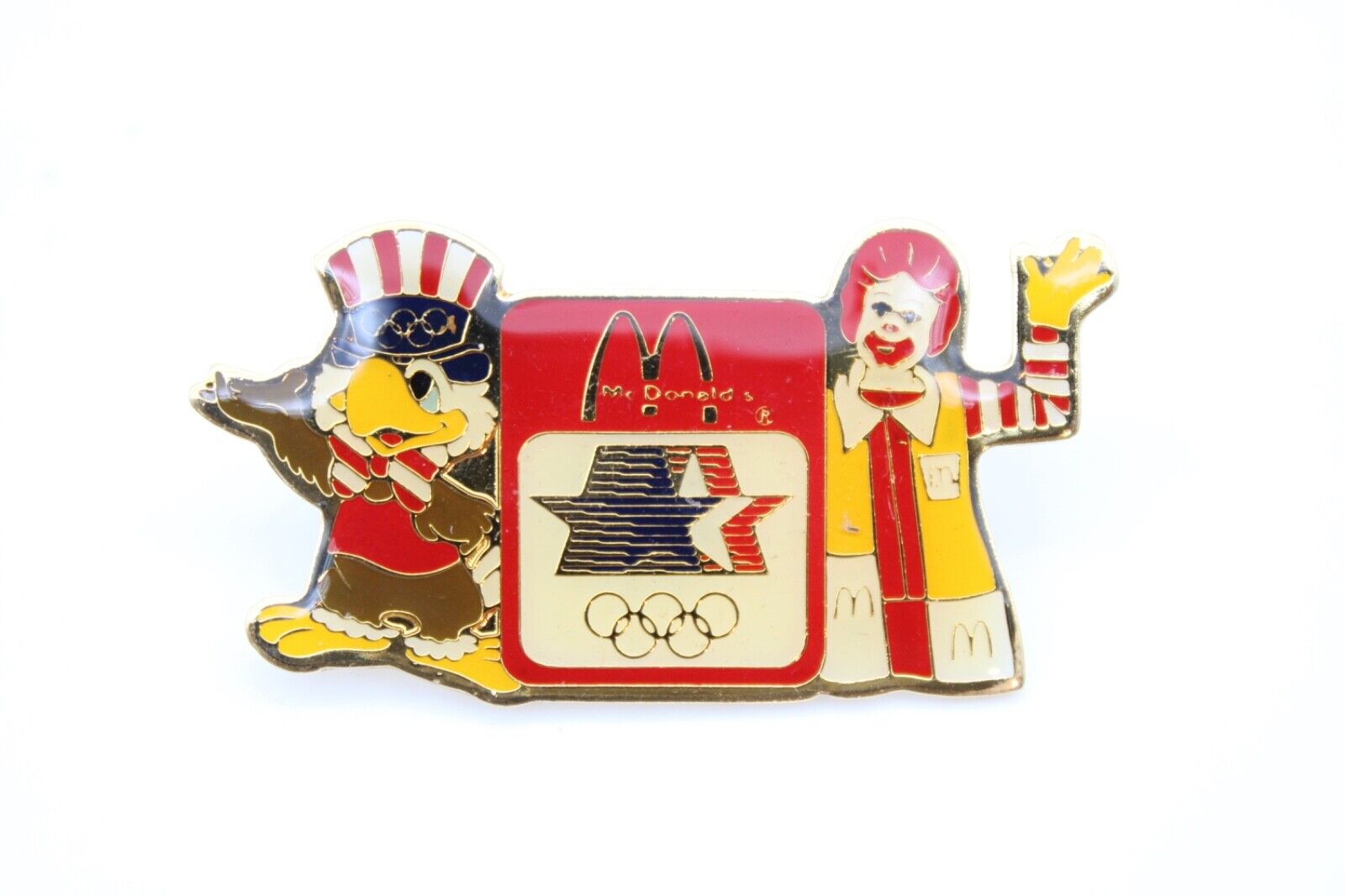 1984 McDonald\'s Olympic Summer Games Los Angeles Ronald Sam the Eagle Pin VTG