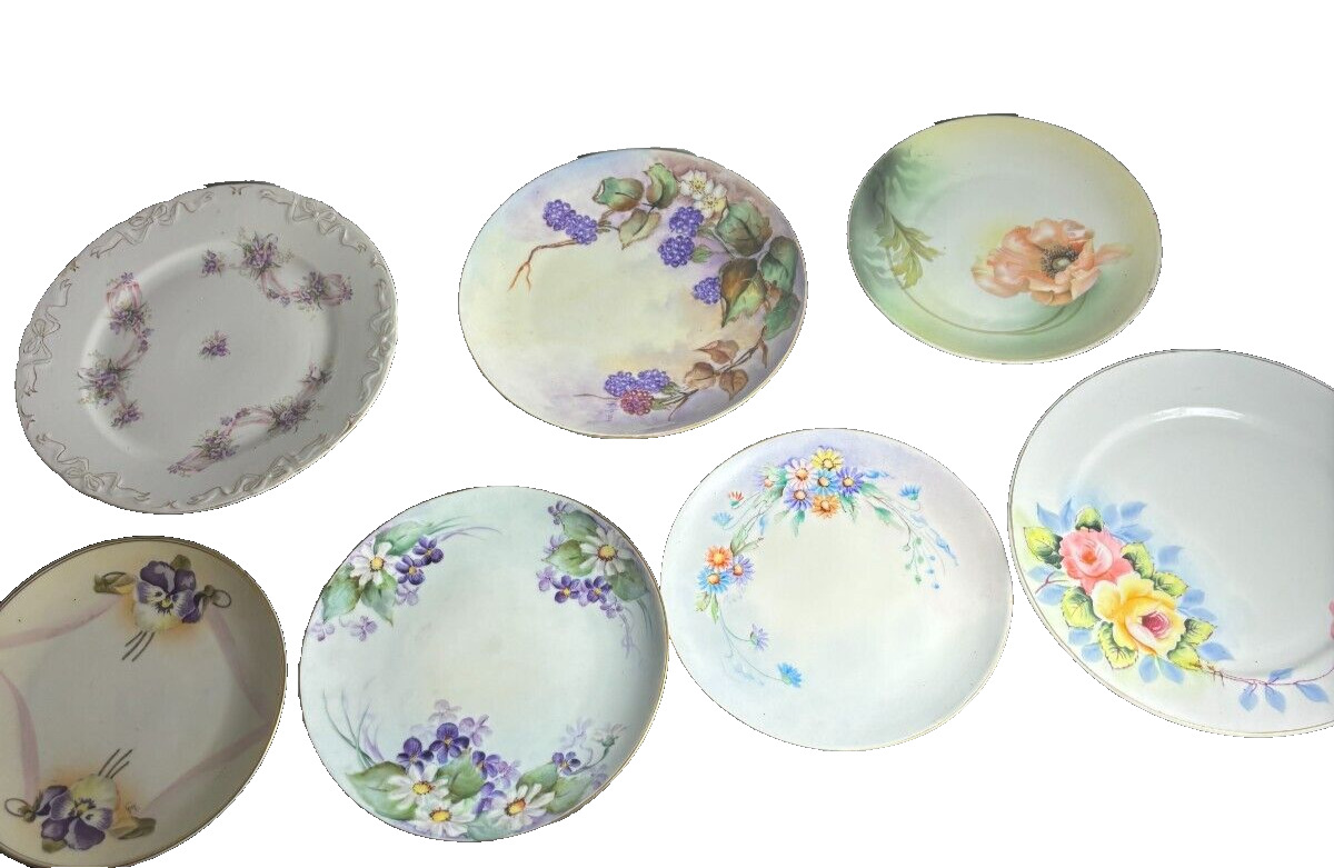 Antique Vintage lot of Floral Fruit Display Plates Different Marks unbranded to.