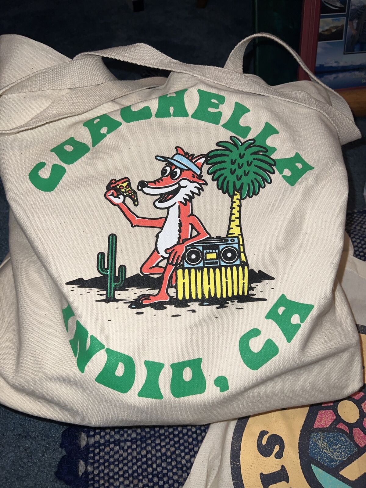 Vintage 2019 Coachella Tote Bag Pizza