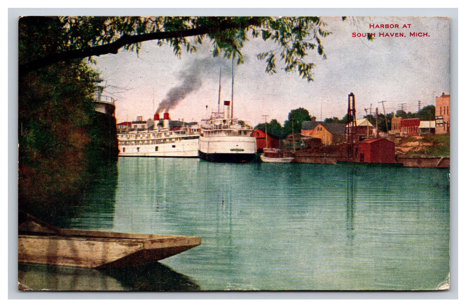Ships & Harbor At South Haven Michigan MI Postcard